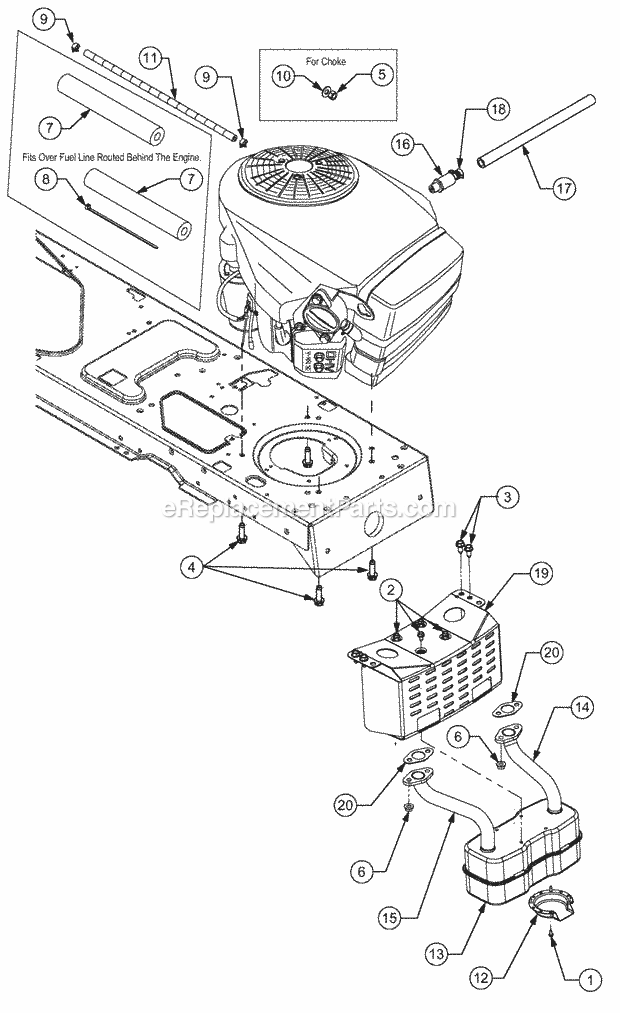 Engine Accessories Diagram and Parts List for 1527 13A-241G100 Cub Cadet Lawn Tractor
